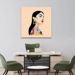 Retro Kadın Portresi Tablosu