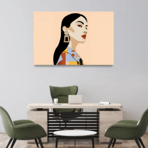 Retro Kadın Portresi Tablosu