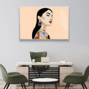 Retro Kadın Portresi Tablosu