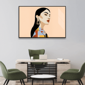 Retro Kadın Portresi Tablosu