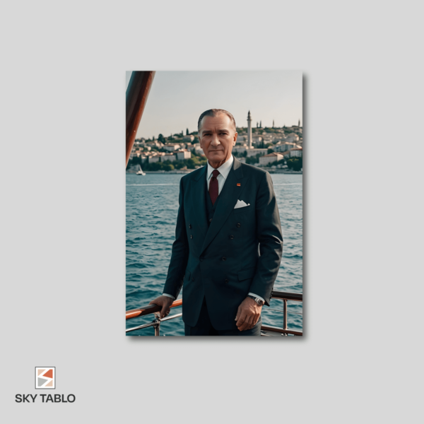 Boğazda Atatürk dikey tablo yakından görünümü