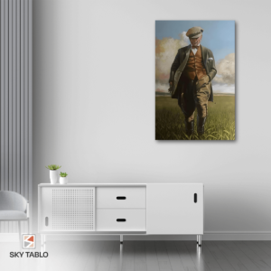 Buğday Tarlasında Yürüyen Atatürk dikey tablo