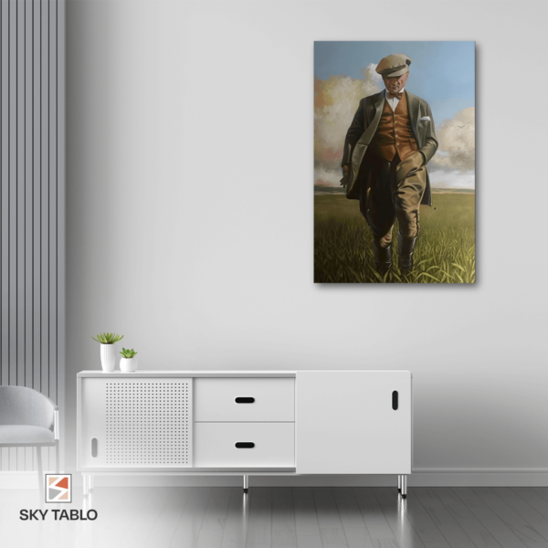 Buğday Tarlasında Yürüyen Atatürk dikey tablo