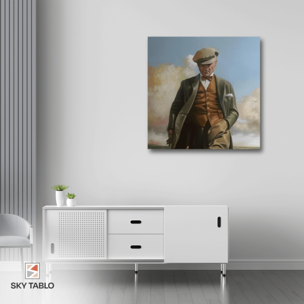 Buğday Tarlasında Yürüyen Atatürk kare tablo