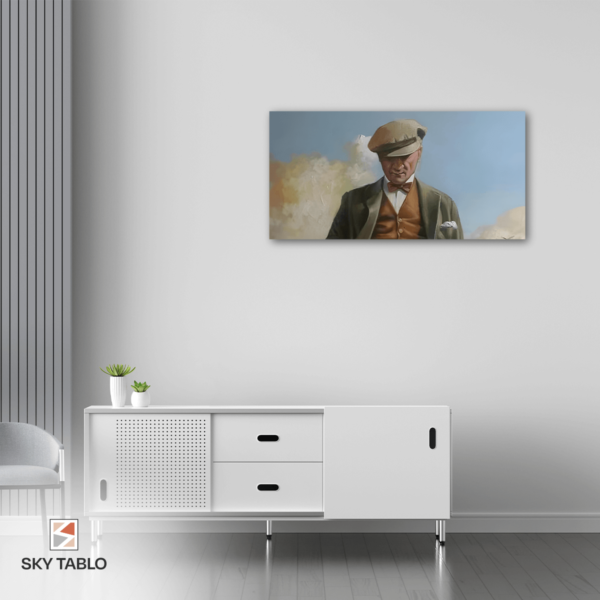 Buğday Tarlasında Yürüyen Atatürk uzun yatay tablo
