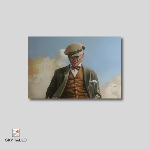 Buğday Tarlasında Yürüyen Atatürk yatay tablo yakından görünümü
