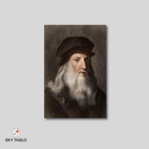 Leonardo Da Vinci’nin Portresi dikey tablo yakından görünümü