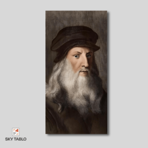 Leonardo Da Vinci’nin Portresi uzun dikey tablo yakından görünümü