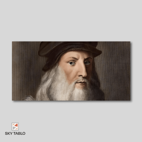 Leonardo Da Vinci’nin Portresi uzun yatay tablo yakından görünümü