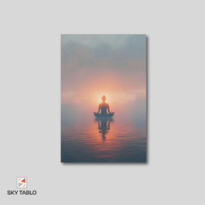 Meditasyon ve Güneş Doğuşu dikey tablo yakından görünümü