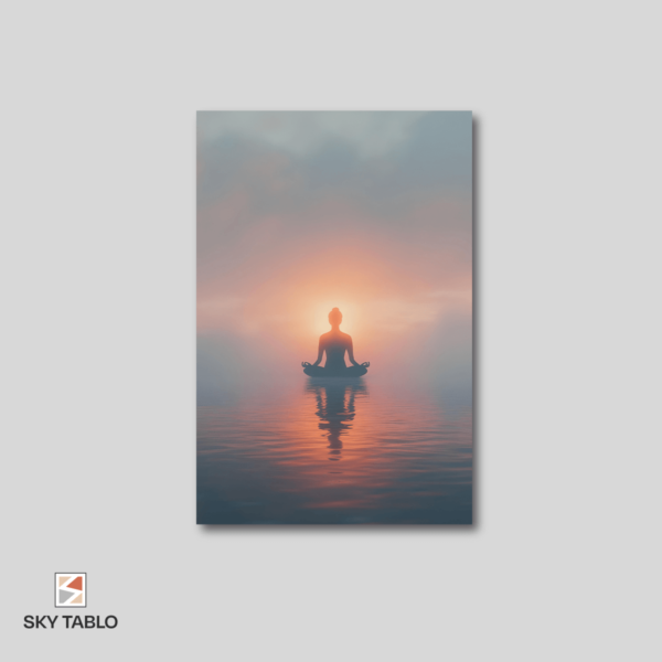 Meditasyon ve Güneş Doğuşu dikey tablo yakından görünümü