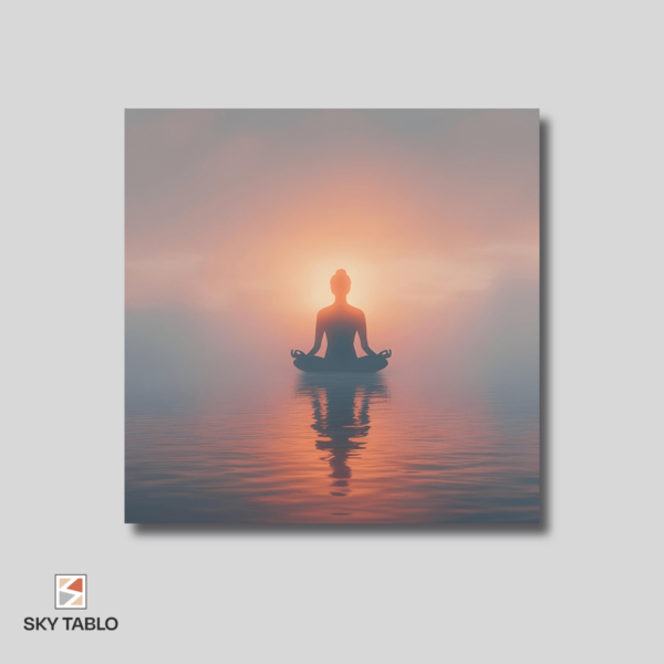 Meditasyon ve Güneş Doğuşu kare tablo yakından görünümü