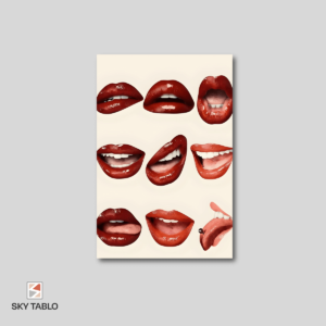 Kırmızı Dudaklar Serisi Modern Pop dikey tablo yakından görünümü