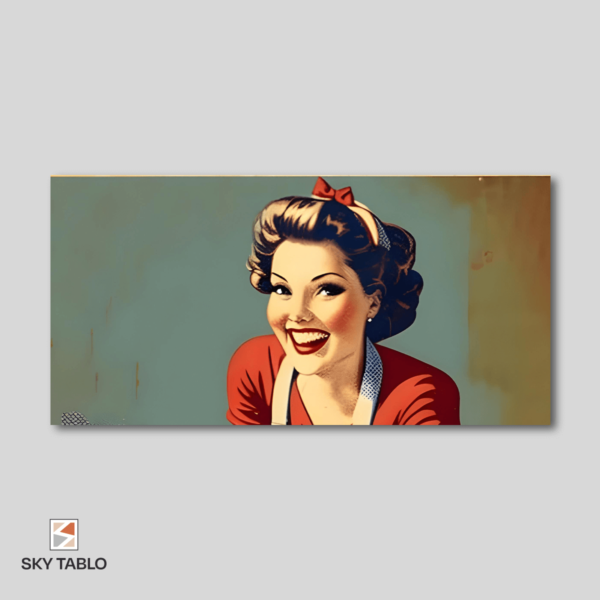 Retro Şef – Esprili Mutfak Dekorasyonu uzun yatay tablo yakından görünümü
