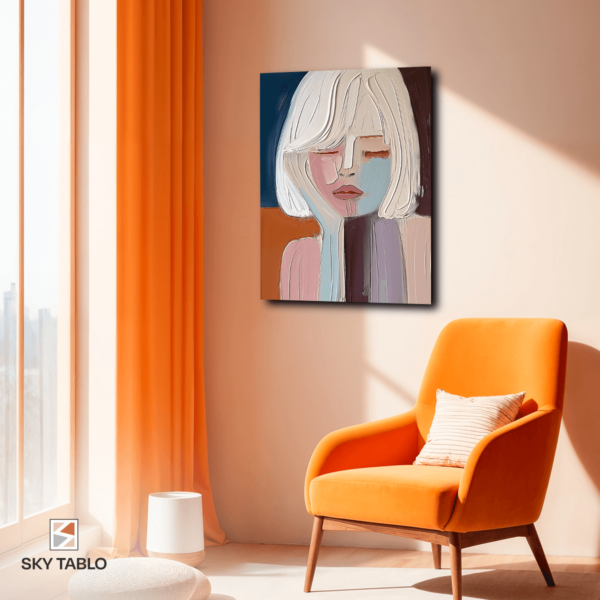 şehirli kadın modern çizim portre tablo