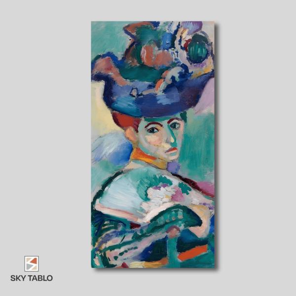 Woman with a Hat (Şapkalı Kadın) uzun dikey tablo yakından görünümü