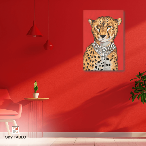 zerafetin simgesi kırmızı arka planlı leopar dikey tablo