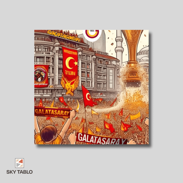 Caddelerde Şampiyonluk Coşkusu kare tablo yakından görünümü