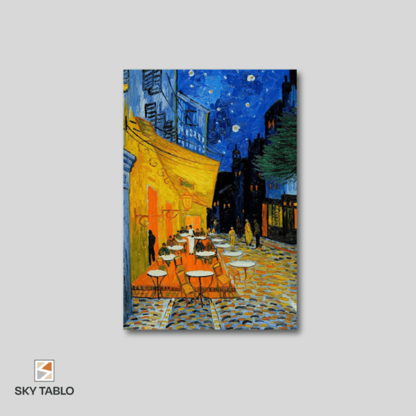 Gece Terasında Van Gogh dikey tablo yakından görünümü