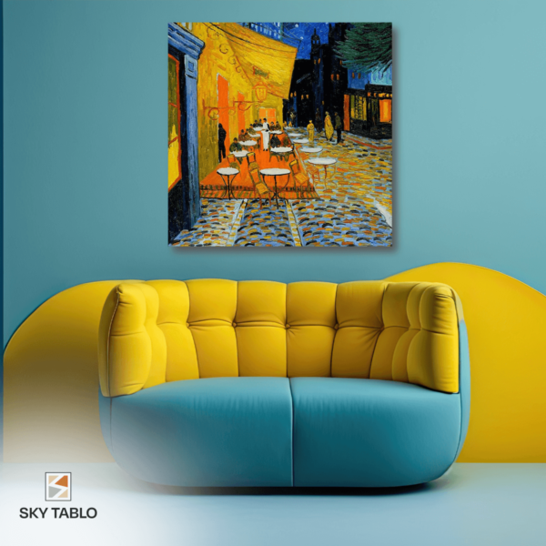 Gece Terasında Van Gogh kare tablo