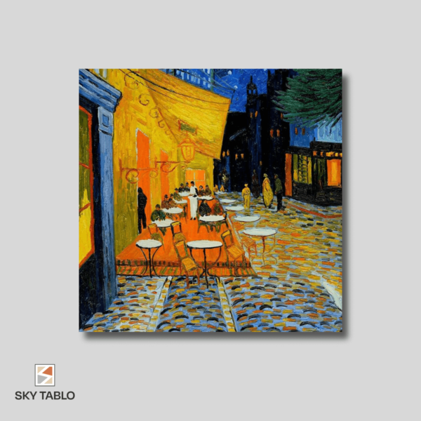 Gece Terasında Van Gogh kare tablo yakından görünümü