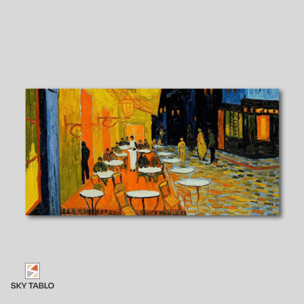 Gece Terasında Van Gogh uzun yatay tablo yakından görünümü