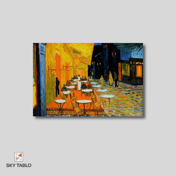 Gece Terasında Van Gogh yatay tablo yakından görünümü