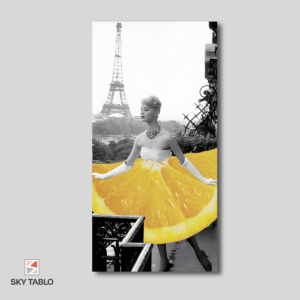 Limonlu Paris uzun dikey tablo yakından görünümü