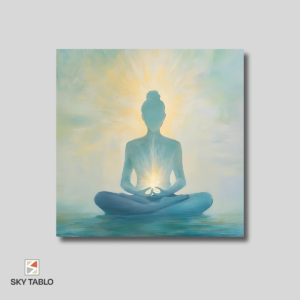Mavi Meditasyon kare tablo yakından görünümü