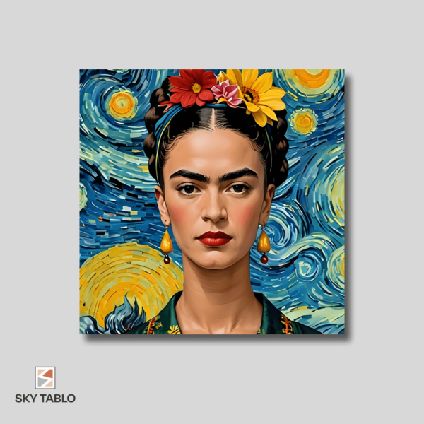 Yıldızların Altında Frida kare tablo yakından görünümü