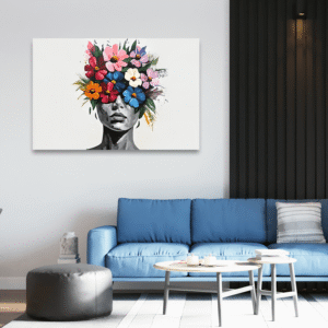 Doğanın Yüzü – Siyah-Beyaz Çiçekli Kadın