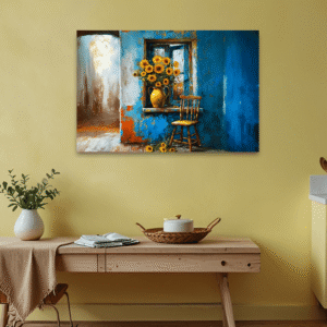 Güneşin Gülüşü – Ayçiçeği ve Pencere Tablosu