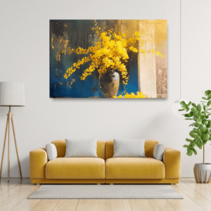 Sarı Zarafet – Çiçek Vazo Yağlıboya Tablosu